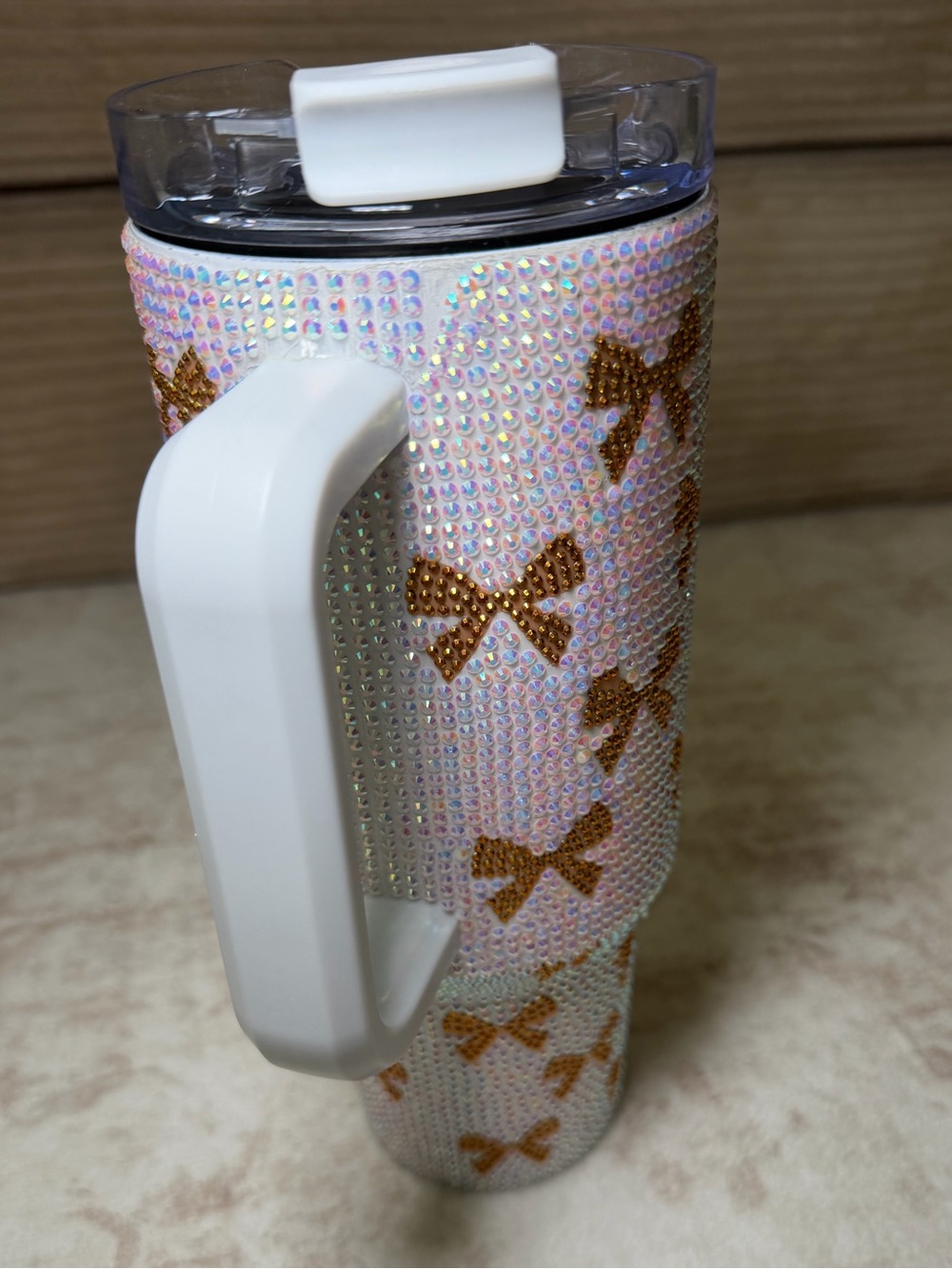 Simply Southern 40 oz Rhinestone Iridescent Bow Accent Tumbler with Handle - Picture 5 of 12
